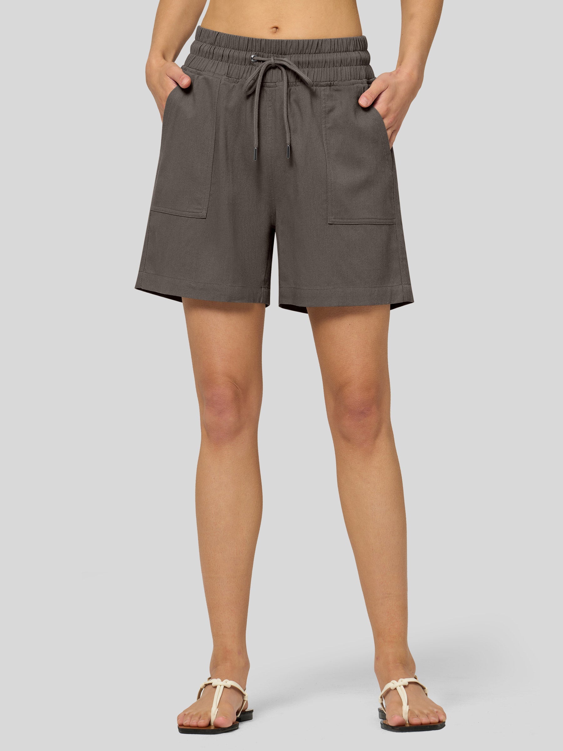 Women's Cotton Linen Easy Bermuda Shorts 5 Inch