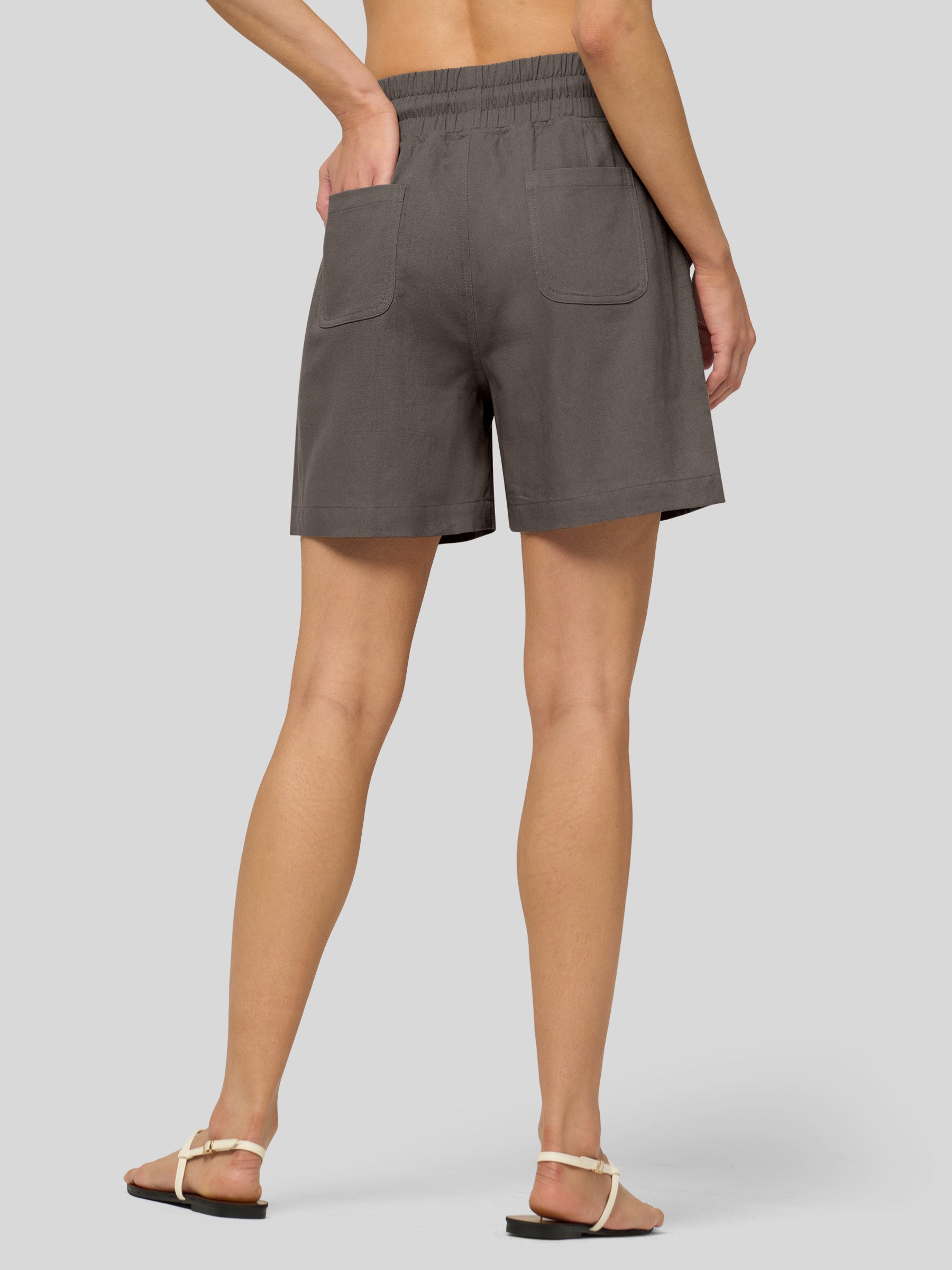 Women's Cotton Linen Easy Bermuda Shorts 5 Inch