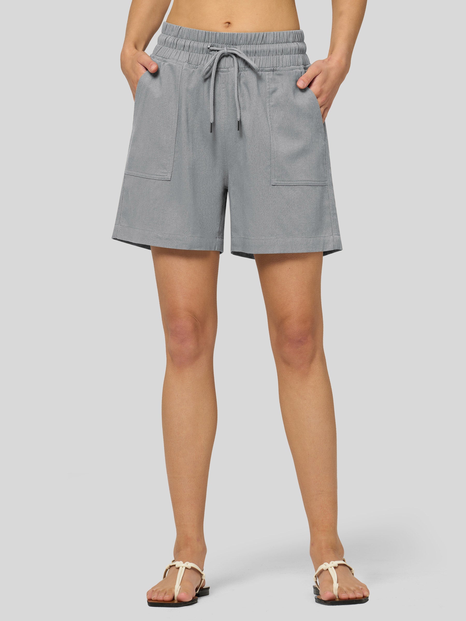 Women's Cotton Linen Easy Bermuda Shorts 5 Inch