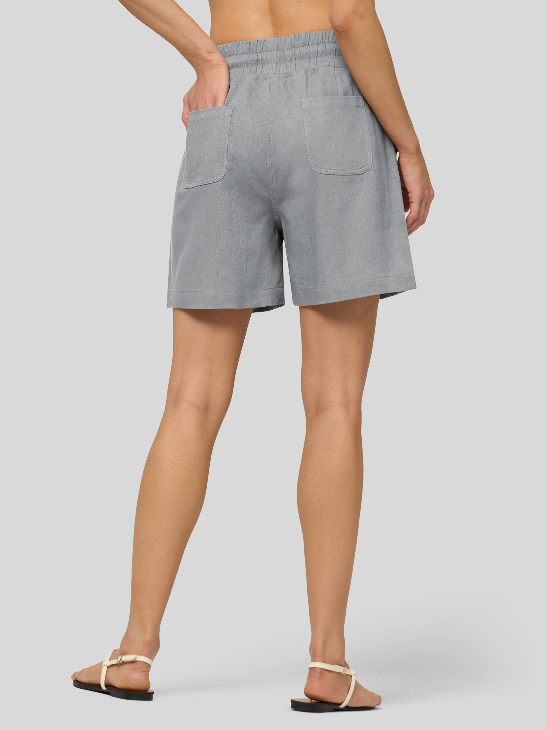 Women's Cotton Linen Easy Bermuda Shorts 5 Inch