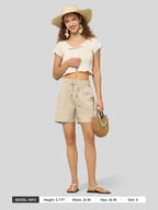 Women's Cotton Linen Easy Bermuda Shorts 5 Inch