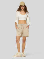Women's Cotton Linen Easy Bermuda Shorts 5 Inch