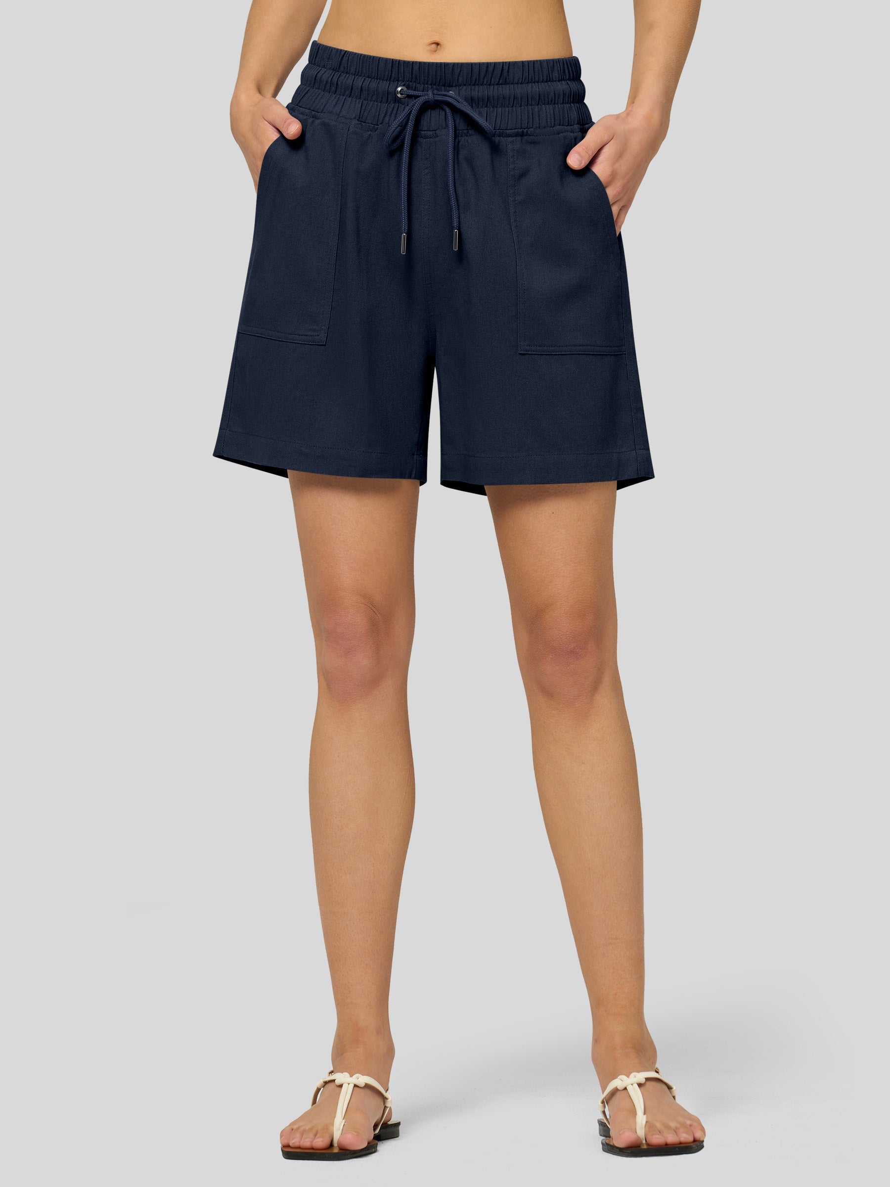 Women's Cotton Linen Easy Bermuda Shorts 5 Inch