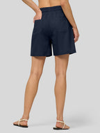 Women's Cotton Linen Easy Bermuda Shorts 5 Inch