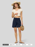 Women's Cotton Linen Easy Bermuda Shorts 5 Inch