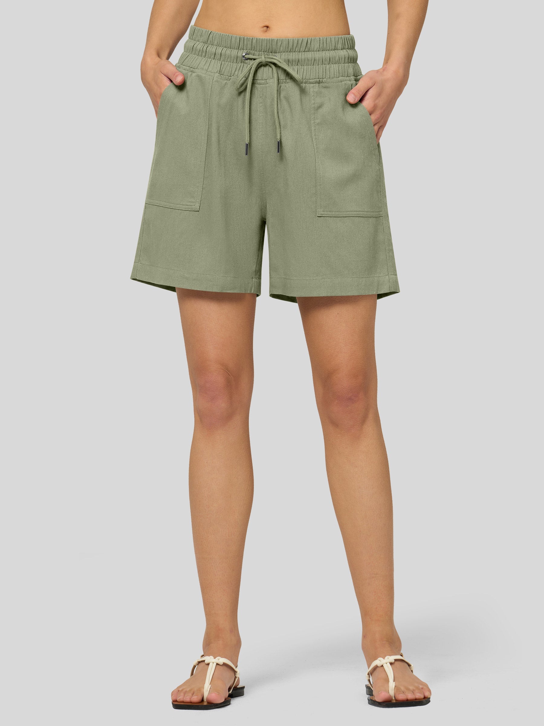 Women's Cotton Linen Easy Bermuda Shorts 5 Inch