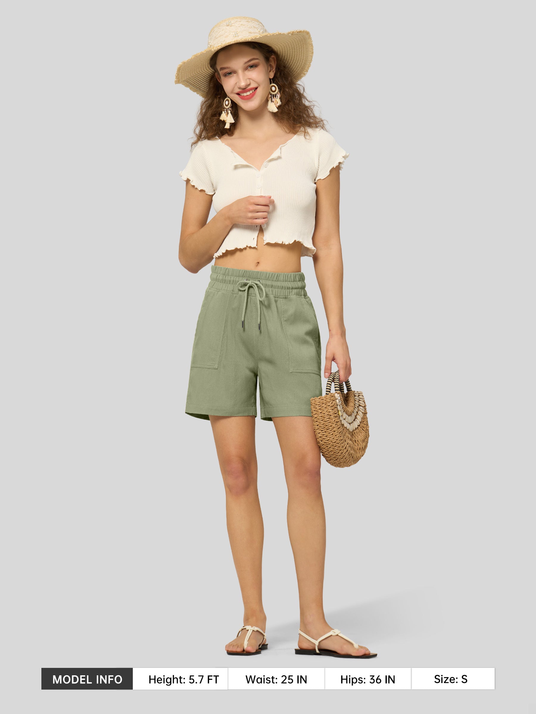 Women's Cotton Linen Easy Bermuda Shorts 5 Inch