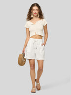 Women's Cotton Linen Easy Bermuda Shorts 5 Inch
