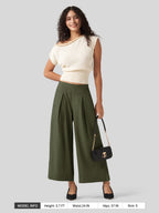 Women's Cotton Linen Wide-leg Cropped Pants
