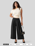 Women's Cotton Linen Wide-leg Cropped Pants