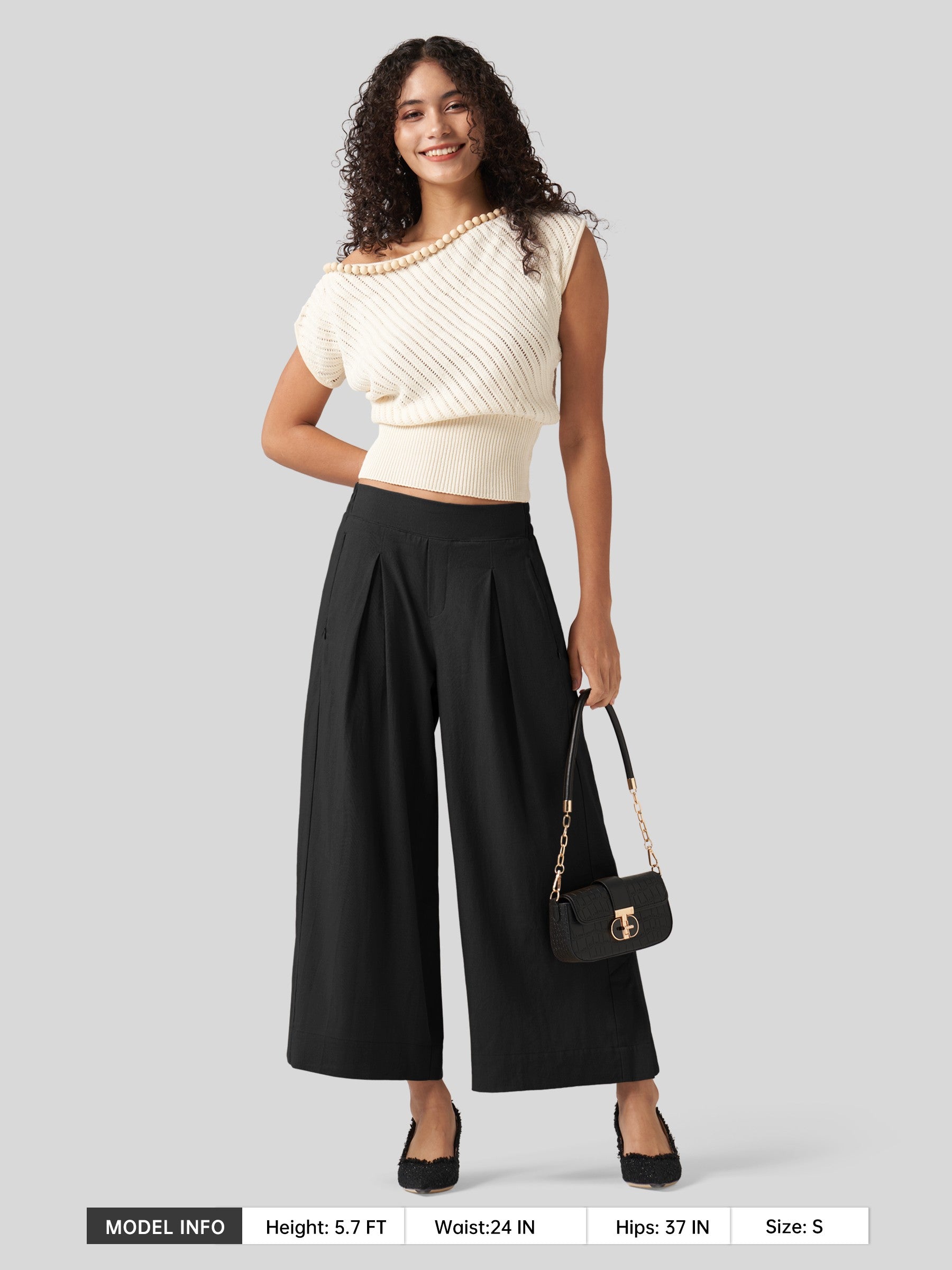 Women's Cotton Linen Wide-leg Cropped Pants
