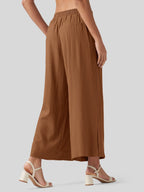 Women's Cotton Linen Wide-leg Cropped Pants