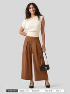 Women's Cotton Linen Wide-leg Cropped Pants