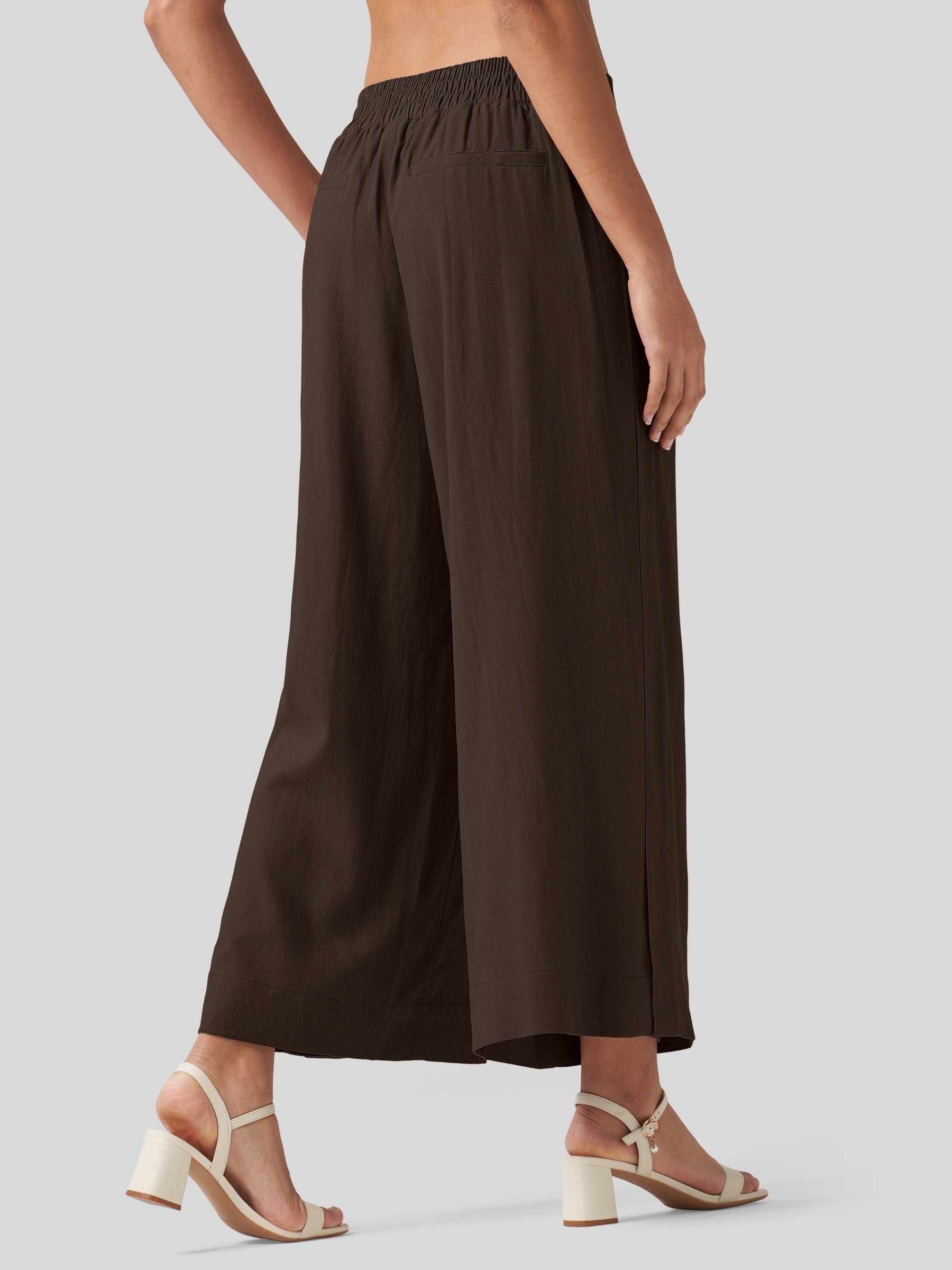 Women's Cotton Linen Wide-leg Cropped Pants