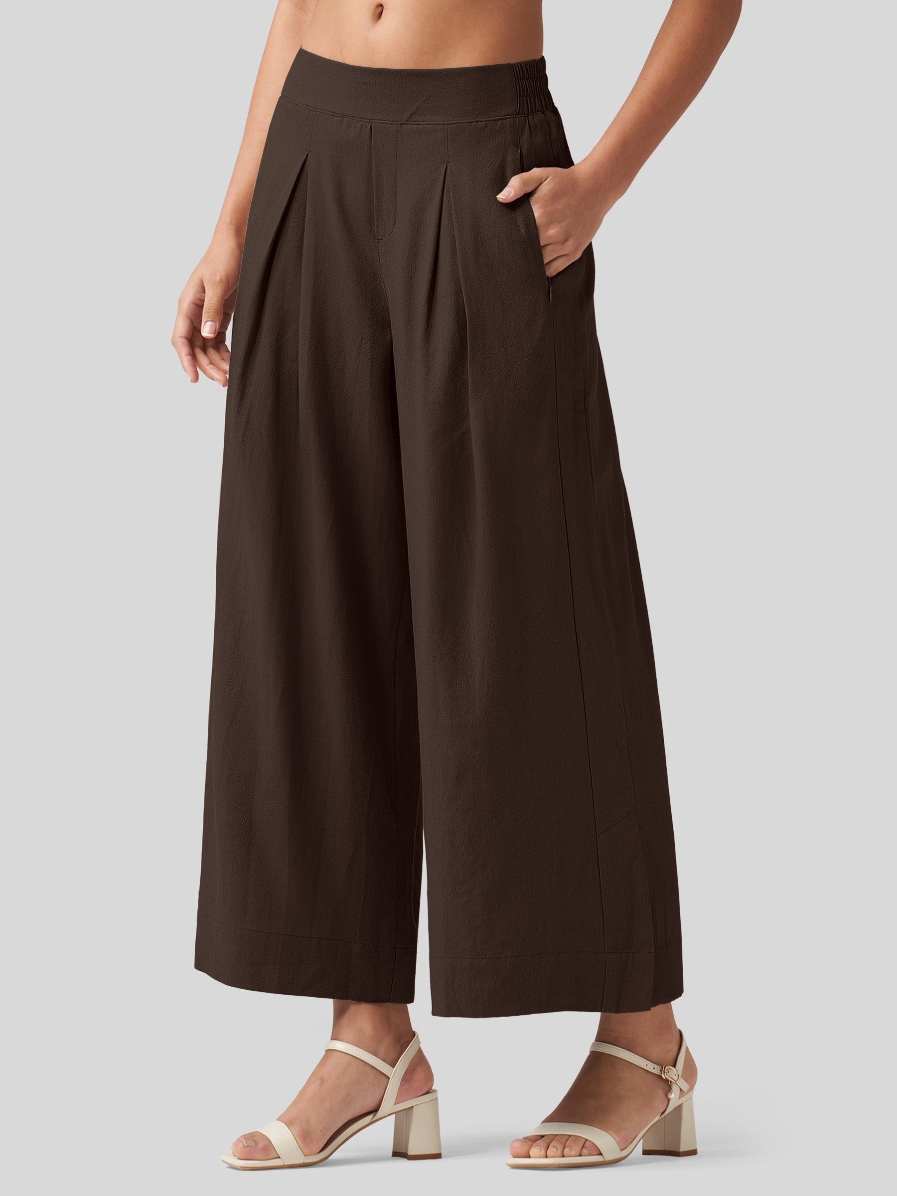 Women's Cotton Linen Wide-leg Cropped Pants