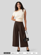 Women's Cotton Linen Wide-leg Cropped Pants