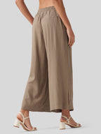Women's Cotton Linen Wide-leg Cropped Pants