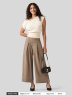 Women's Cotton Linen Wide-leg Cropped Pants
