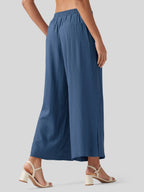 Women's Cotton Linen Wide-leg Cropped Pants