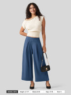 Women's Cotton Linen Wide-leg Cropped Pants