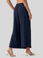 Women's Cotton Linen Wide-leg Cropped Pants