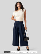 Women's Cotton Linen Wide-leg Cropped Pants
