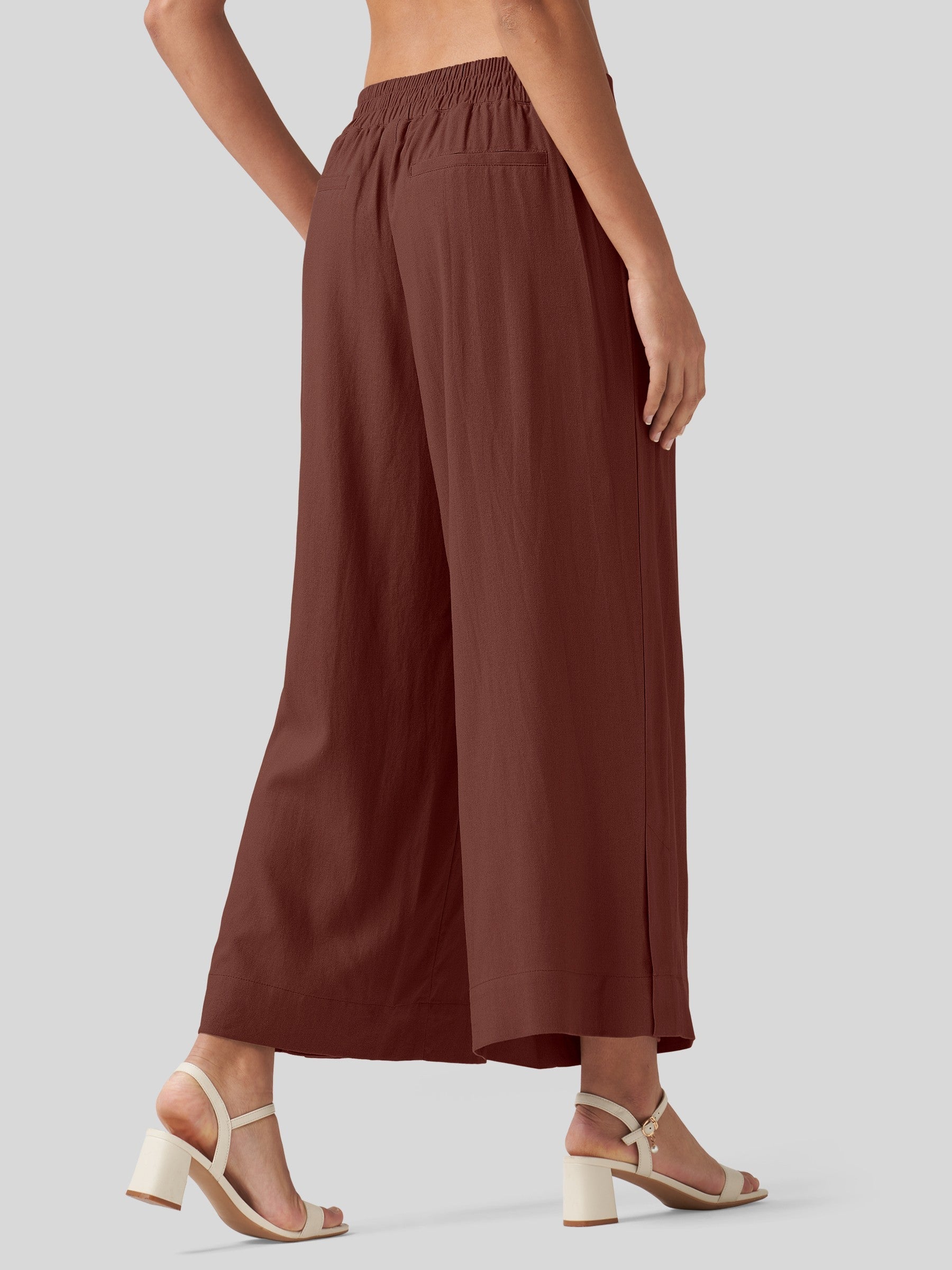 Women's Cotton Linen Wide-leg Cropped Pants