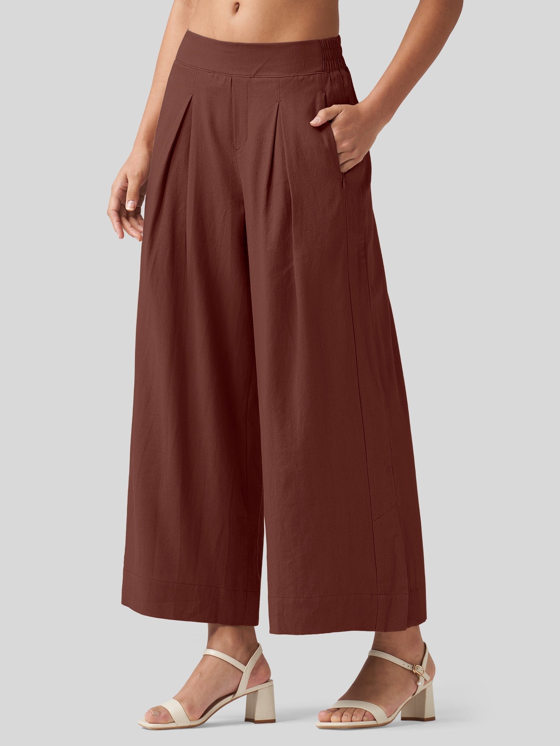 Women's Cotton Linen Wide-leg Cropped Pants
