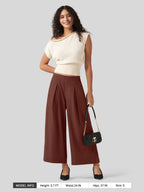 Women's Cotton Linen Wide-leg Cropped Pants