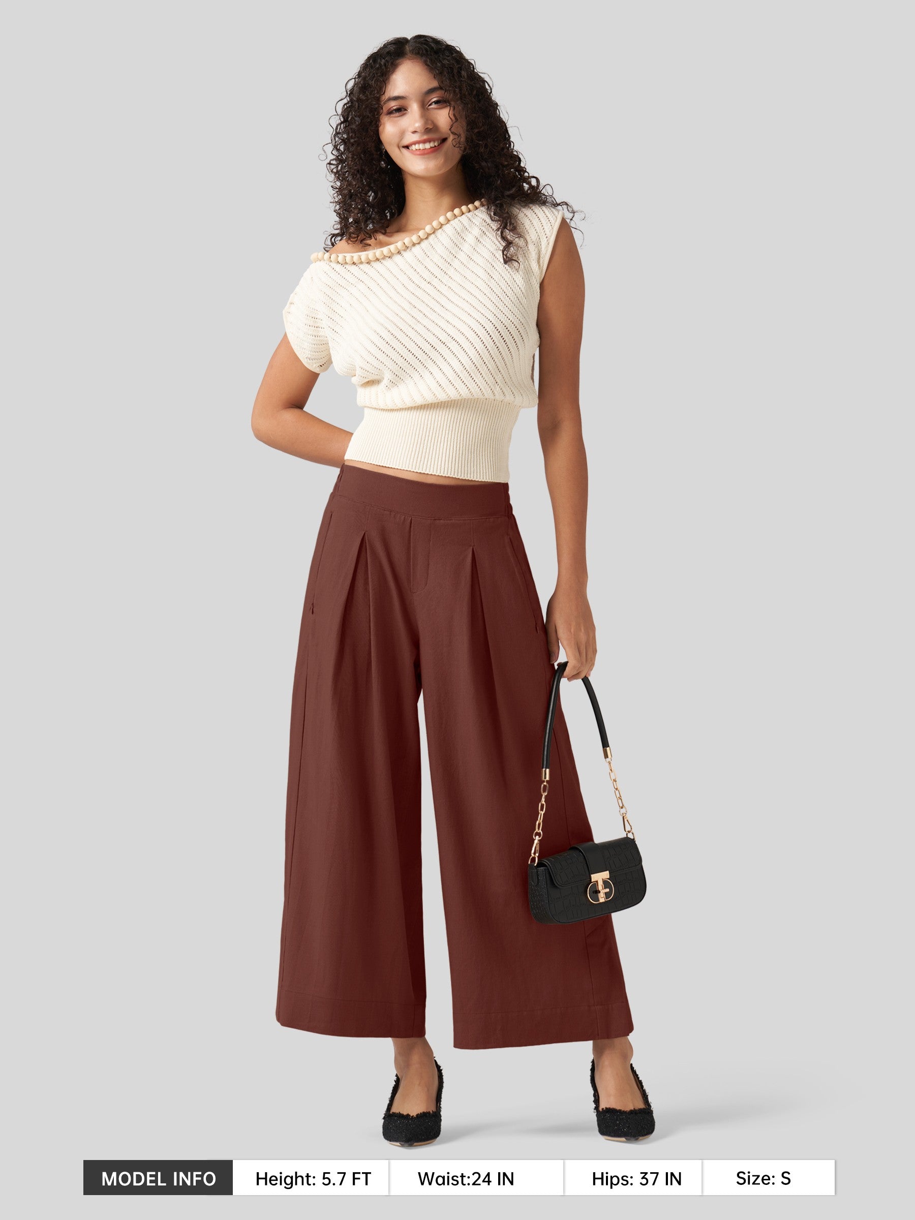 Women's Cotton Linen Wide-leg Cropped Pants
