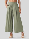 Women's Cotton Linen Wide-leg Cropped Pants