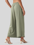 Women's Cotton Linen Wide-leg Cropped Pants