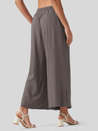 Women's Cotton Linen Wide-leg Cropped Pants