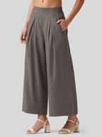 Women's Cotton Linen Wide-leg Cropped Pants