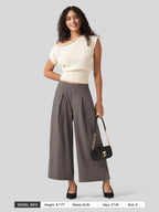 Women's Cotton Linen Wide-leg Cropped Pants