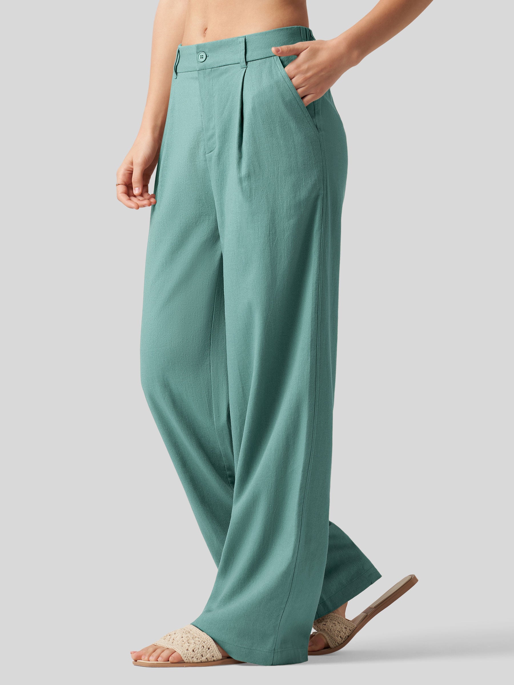 Women's Cotton Linen Wide-Leg Pants