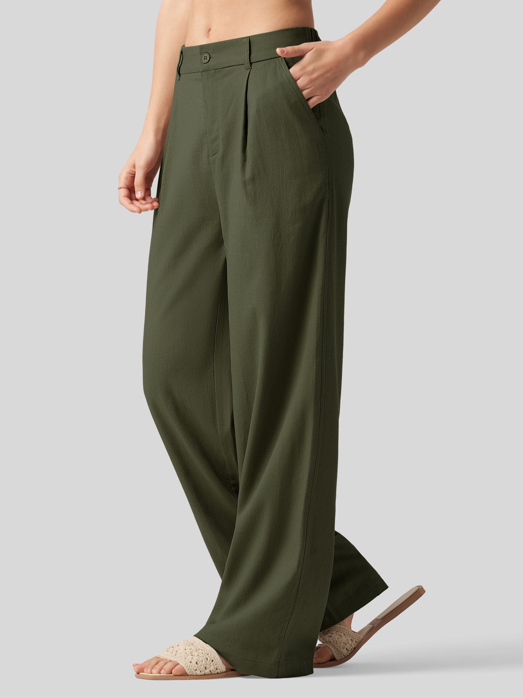 Women's Cotton Linen Wide-Leg Pants