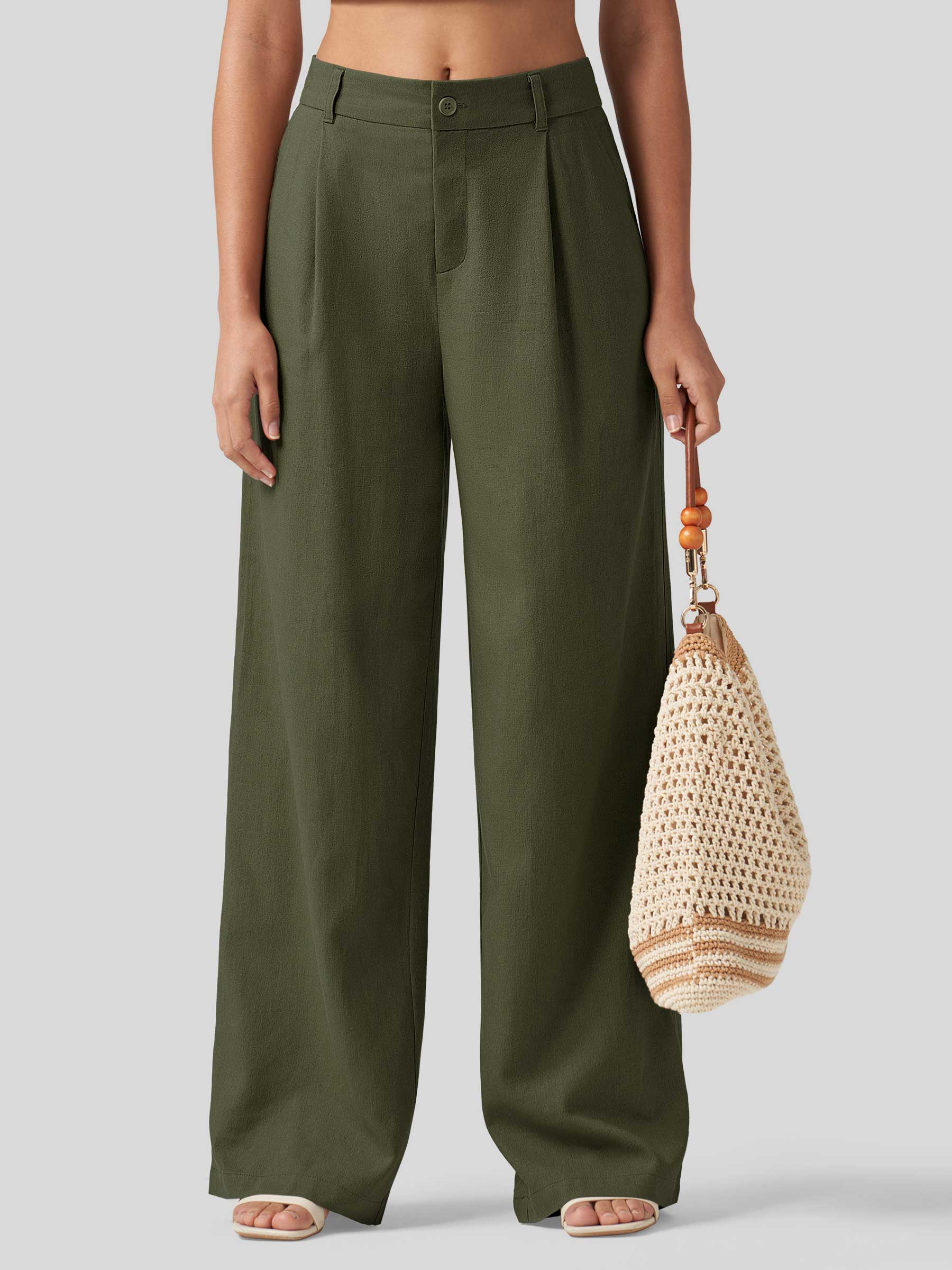 Women's Cotton Linen Wide-Leg Pants