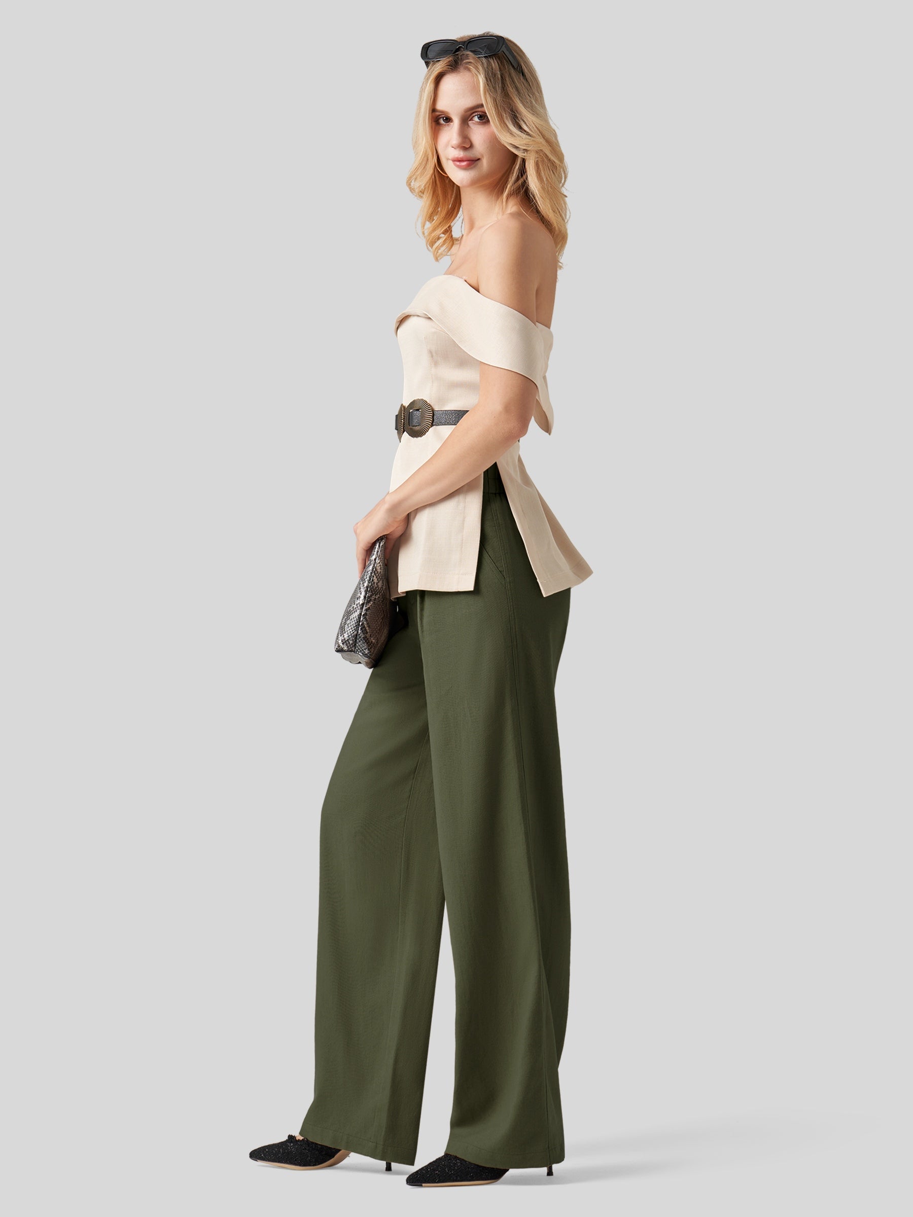 Women's Cotton Linen Wide-Leg Pants