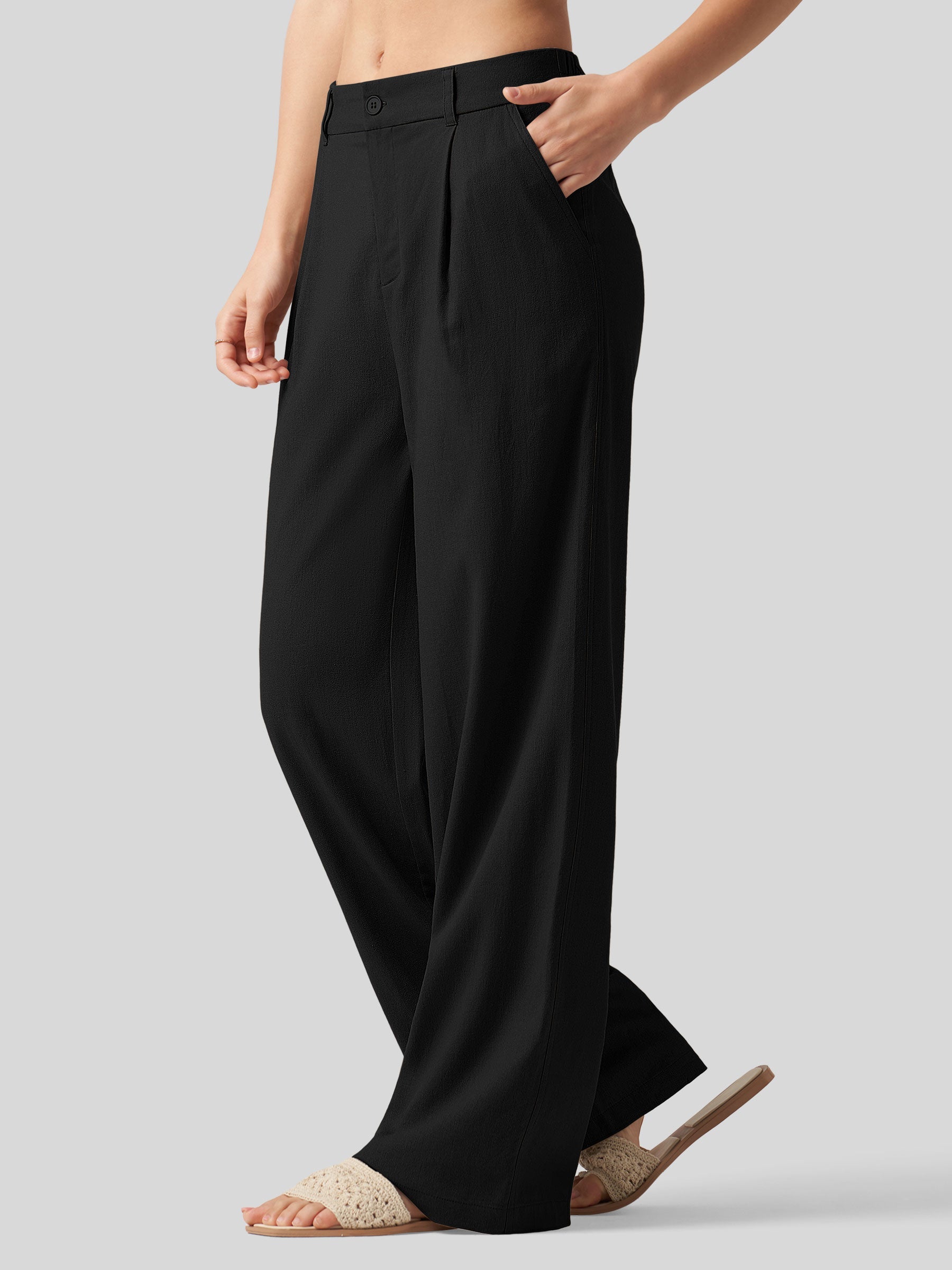 Women's Cotton Linen Wide-Leg Pants