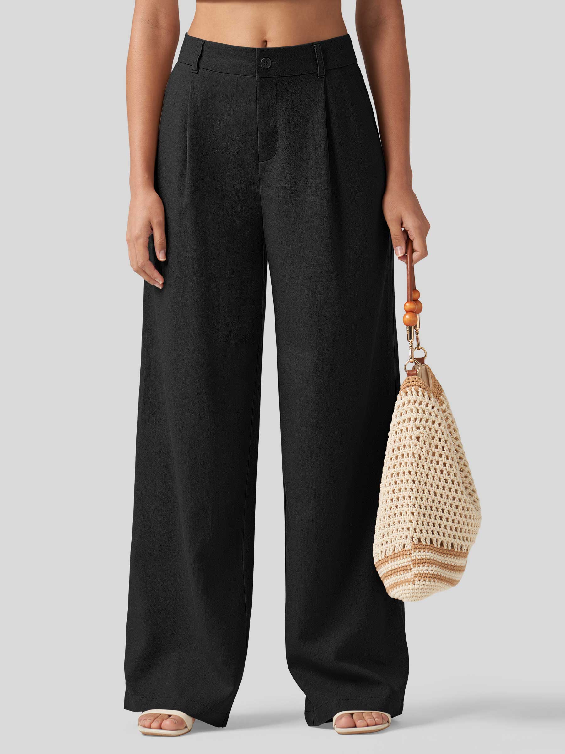 Women's Cotton Linen Wide-Leg Pants