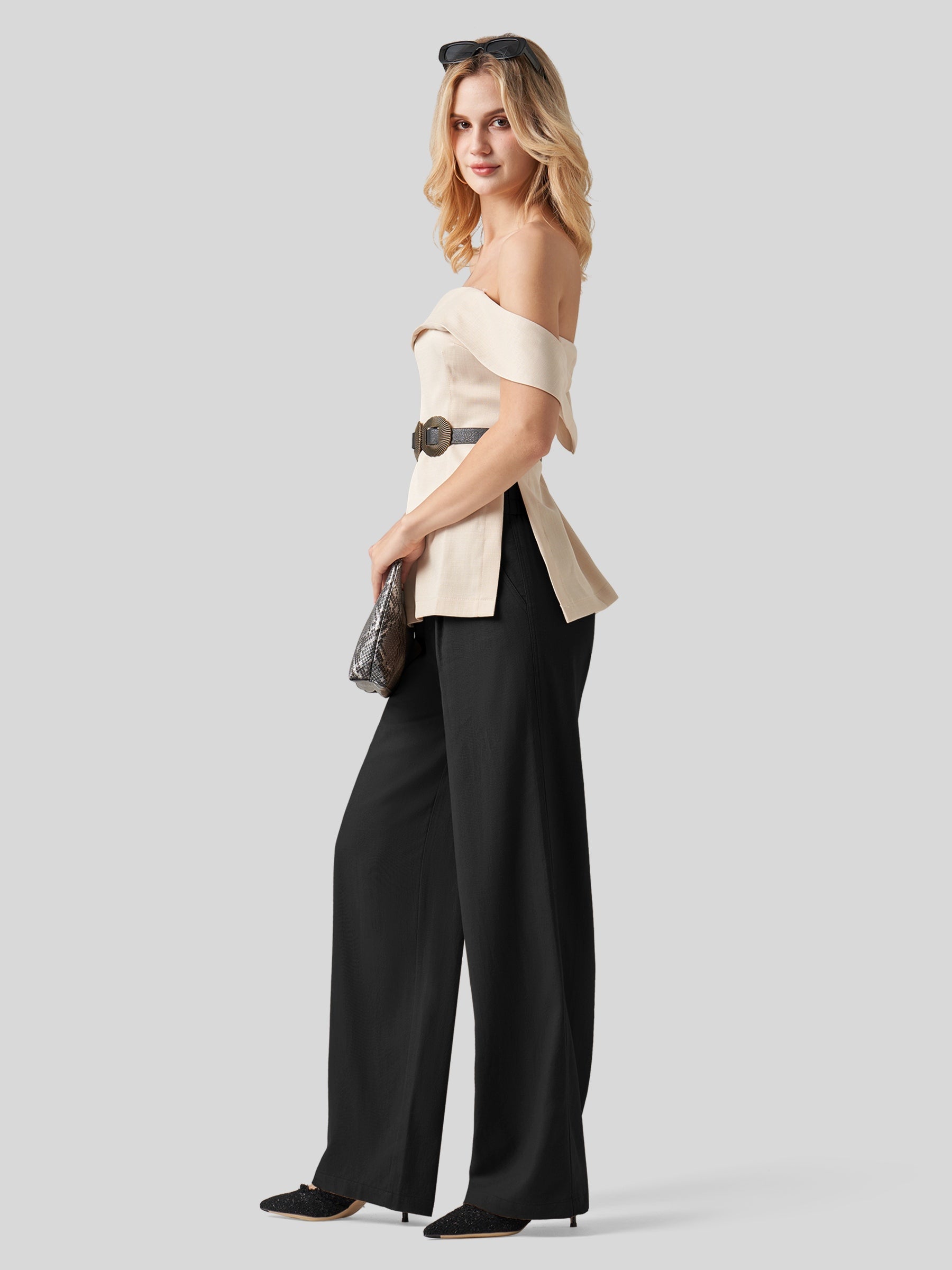 Women's Cotton Linen Wide-Leg Pants