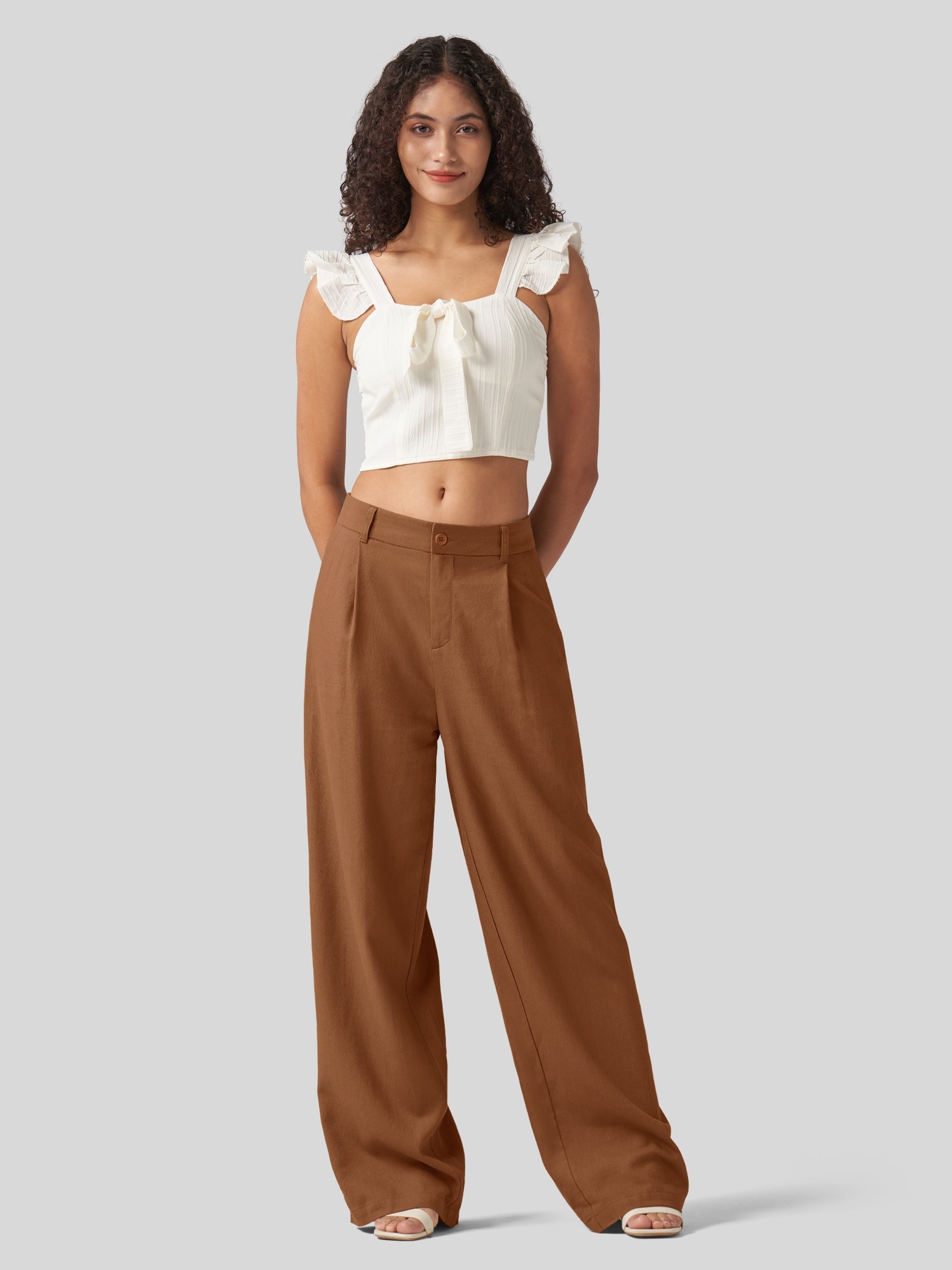 Women's Cotton Linen Wide-Leg Pants