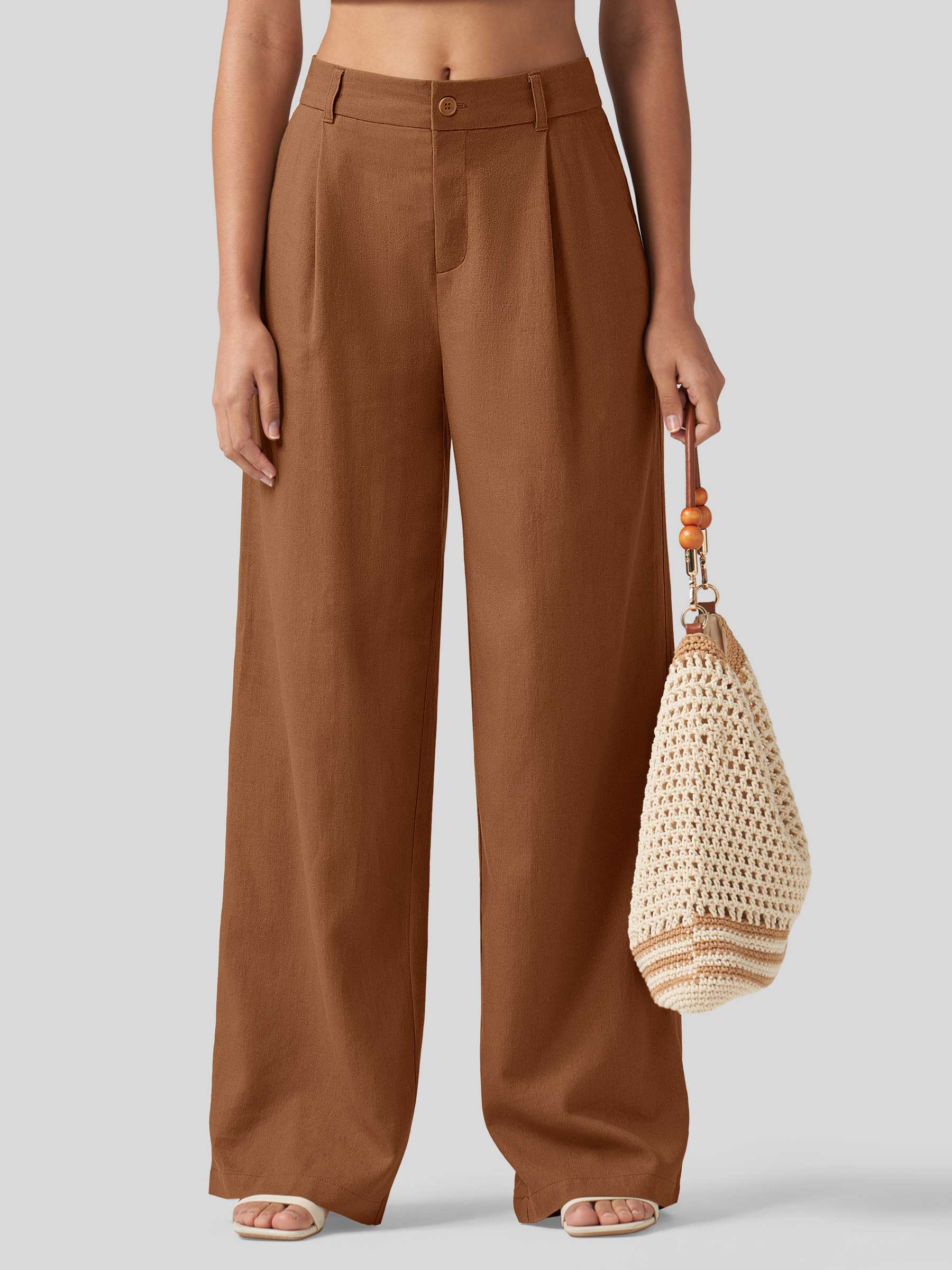 Women's Cotton Linen Wide-Leg Pants