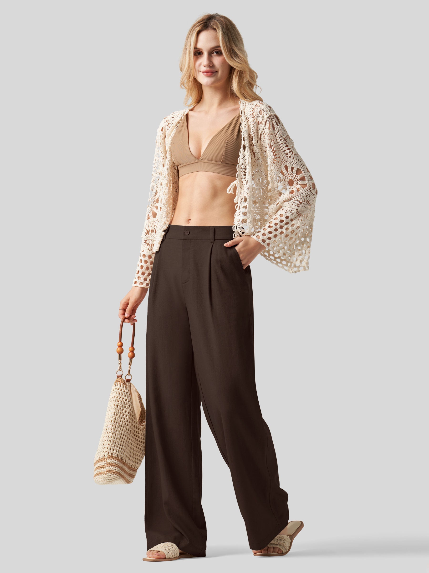 Women's Cotton Linen Wide-Leg Pants