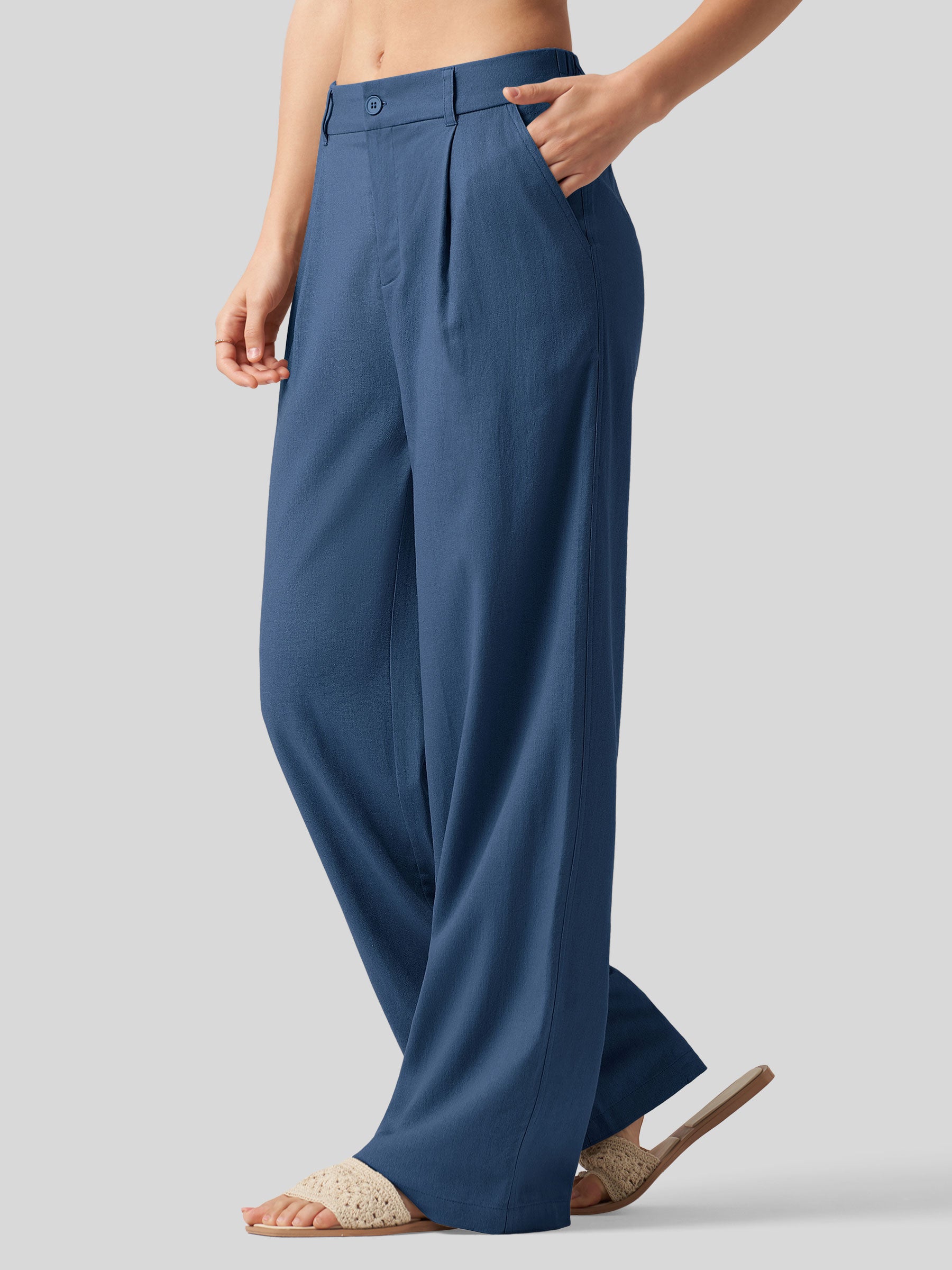 Women's Cotton Linen Wide-Leg Pants