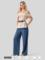 Women's Cotton Linen Wide-Leg Pants