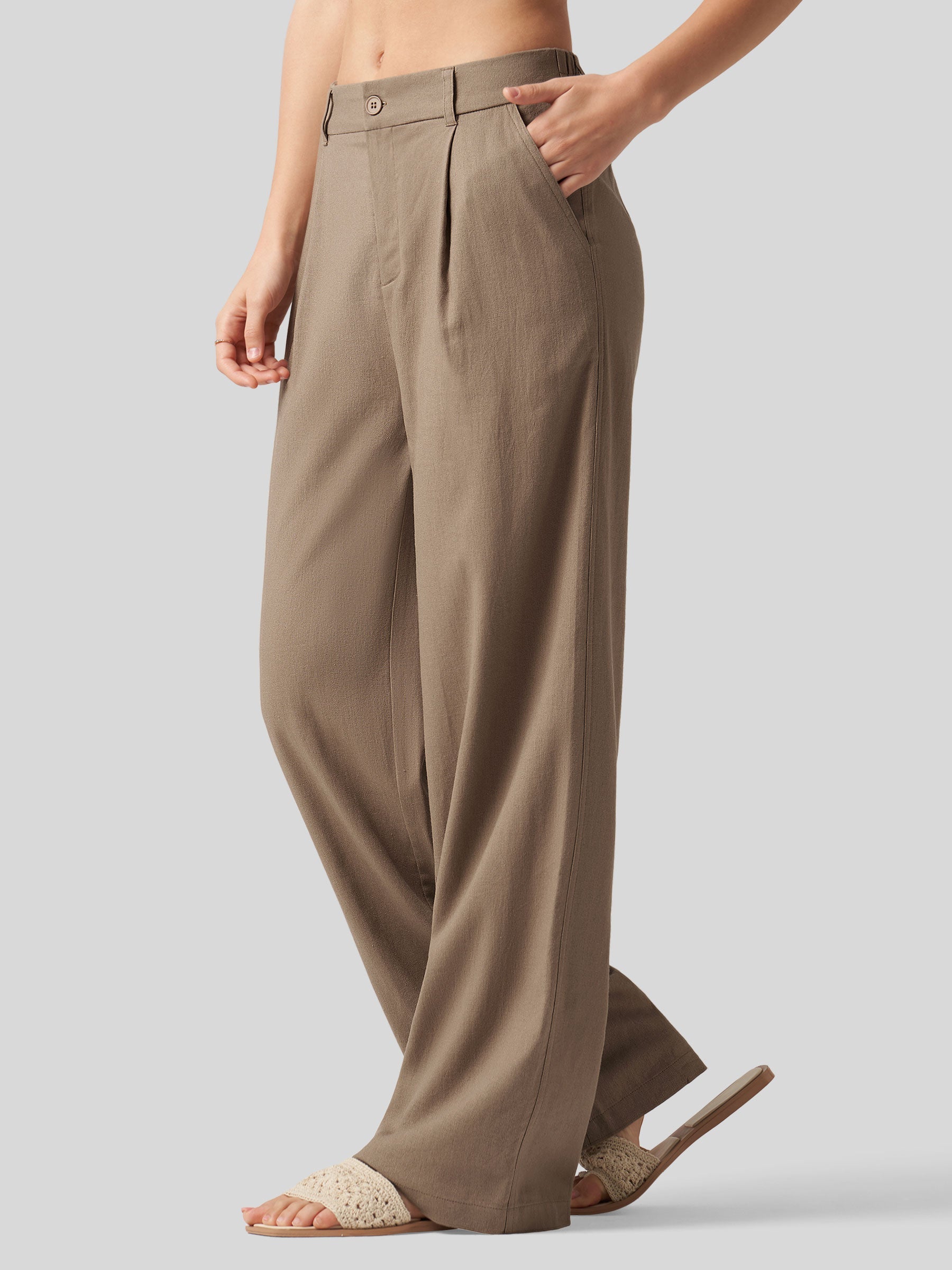 Women's Cotton Linen Wide-Leg Pants