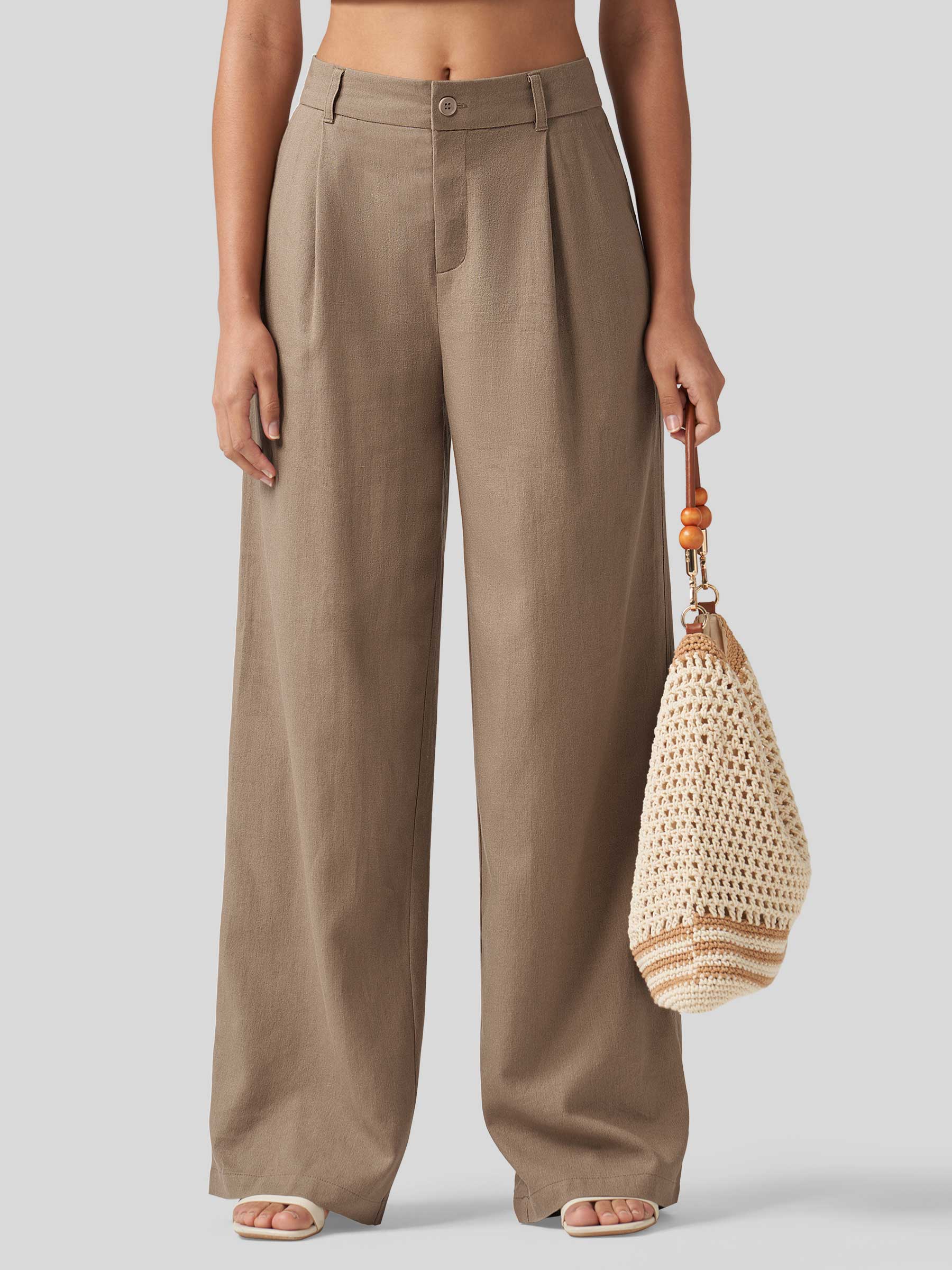 Women's Cotton Linen Wide-Leg Pants