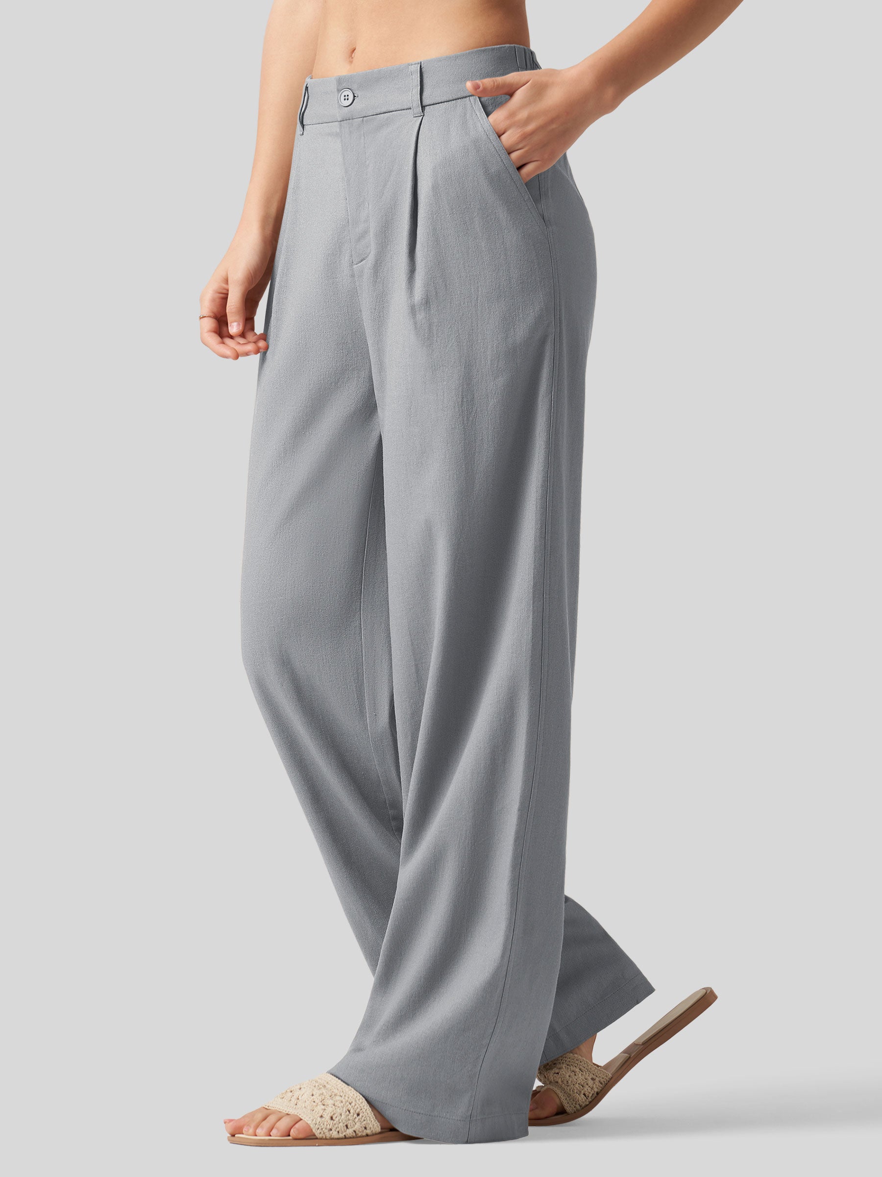 Women's Cotton Linen Wide-Leg Pants